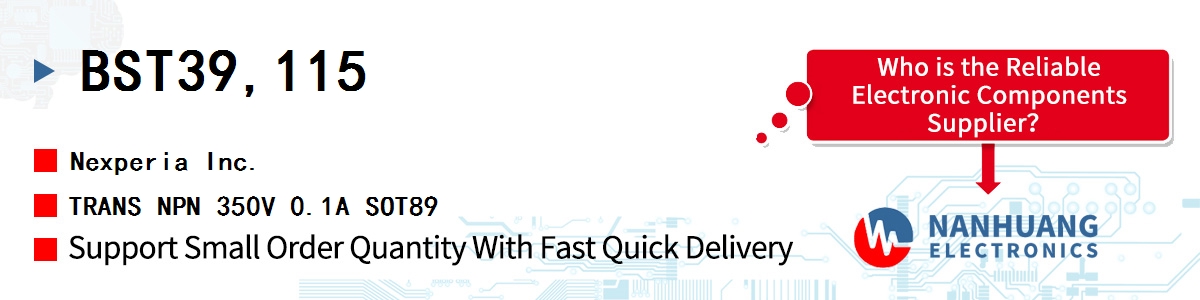 BST39,115 Nexperia TRANS NPN 350V 0.1A SOT89